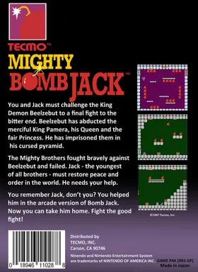 Mighty Bomb Jack (USA) box cover back